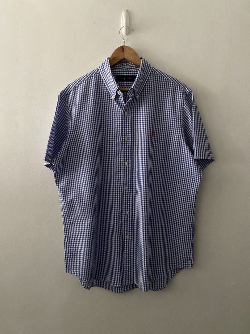 RL Blue Gingham Short Sleeve Button Down (Category: Tshirts & Polo Shirts ) located in Quezon City. Submitted by rlphvncntbs (Listing ID 1465952414, Image 1). Description: RL Blue Gingham Short Sleeve Button Down Size: Large on Tag, Fits XL Measurements: 24" x 31" Excellent Condition ₱2,500 + SF (Negotiable).