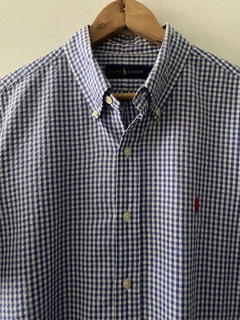 RL Blue Gingham Short Sleeve Button Down (Category: Tshirts & Polo Shirts ) located in Quezon City. Submitted by rlphvncntbs (Listing ID 1465952414, Image 2). Description: RL Blue Gingham Short Sleeve Button Down Size: Large on Tag, Fits XL Measurements: 24" x 31" Excellent Condition ₱2,500 + SF (Negotiable).