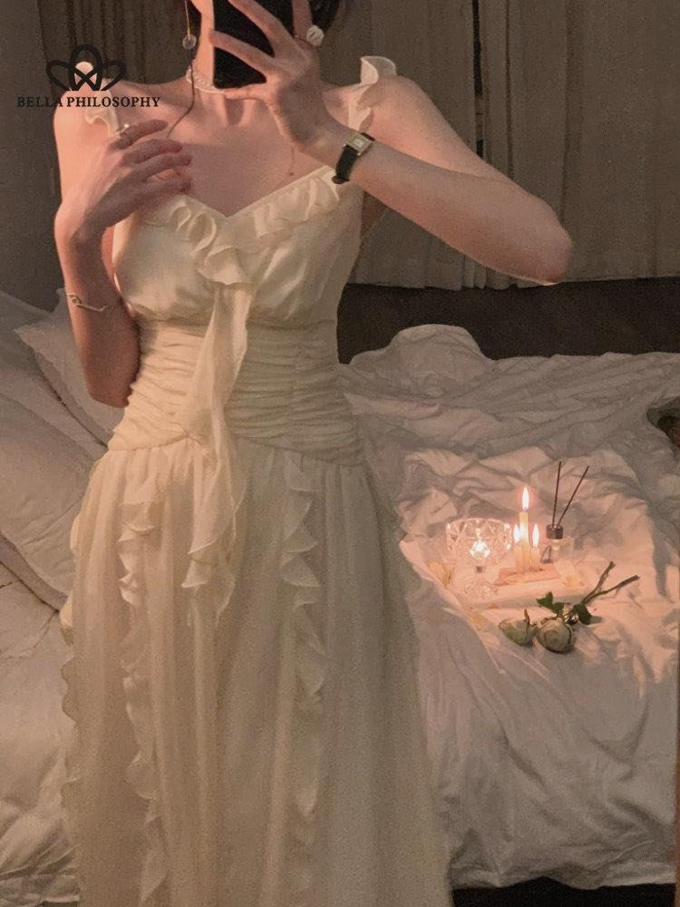 Ruffle Cream Midi Dress 🤍 (Category: Dresses) located in Manila. Submitted by k.hiii (Listing ID 1465832151, Image 1). Description: •📍Sta. Ana, Manila •Pay as you order •MOP: Gcash/UB •DM for more pics.