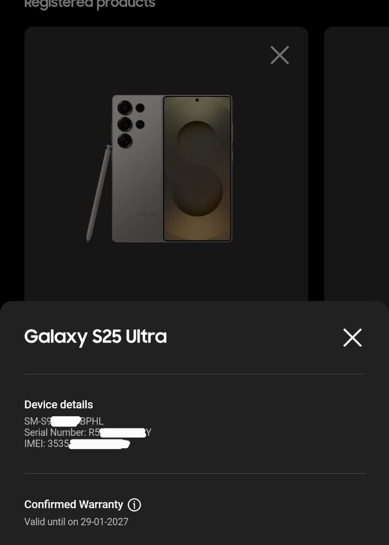 Samsung Galaxy S25 ULTRA (Category: Samsung) located in Las Pinas. Submitted by metrofinds_ph (Listing ID 1460314122, Image 3). Description: ✨ Samsung Galaxy S25 Ultra —12/ 256GB 📅 Activated: January 26, 2026 🛡️ Warranty until: January 2027 📦 Complete with Original Box ⚡ Includes Anker Nano 45W Fast Charger Brick ✨ Pristine condition Important: Not Samsung Finance. Test all you want during meet-up. PRICE: 42,000 📩 PM/DM for inquiries! ✨Well c