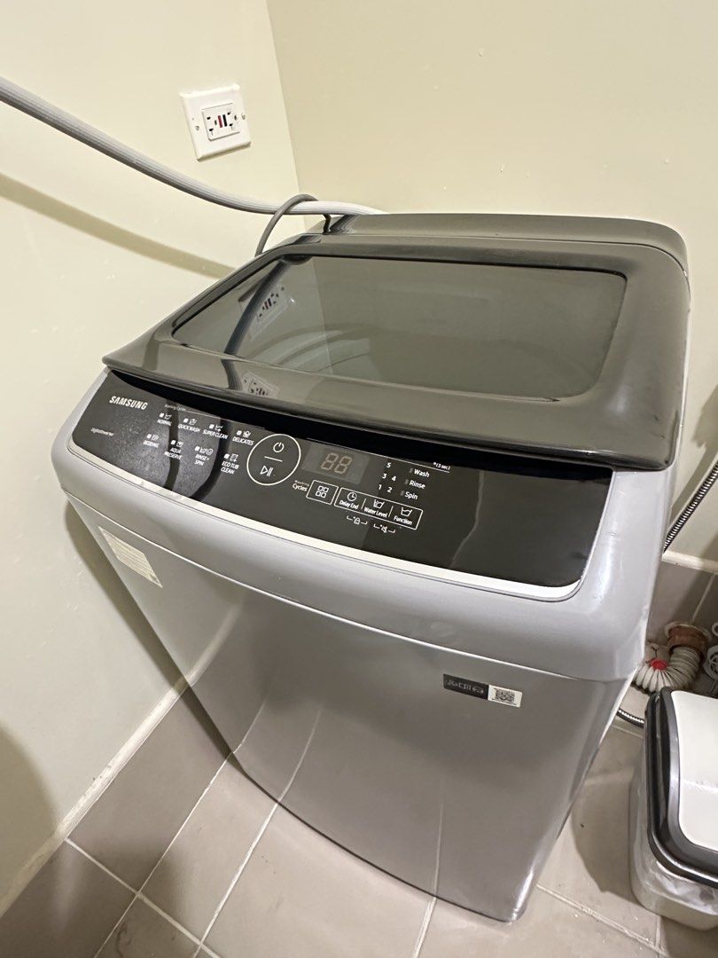 Samsung top load automatic washing machine digital inverter (Category: Washing Machines and Dryers) located in Paranaque City. Submitted by lovedbyme888 (Listing ID 1465912345, Image 1). Description: Used for less than a year No issues .
