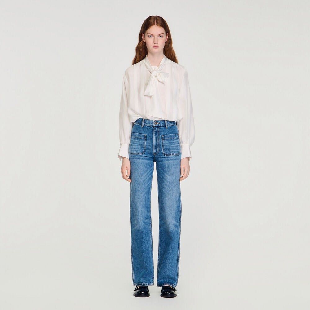 Sandro Paris Highwaist Flared Jeans (Category: Jeans) located in Makati City. Submitted by bzspr (Listing ID 1465877497, Image 3). Description: Sandro Paris Flared Jeans Waist 27-28 inches Length 42 inches Retails for 14k plus php.