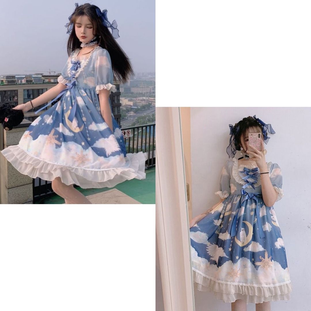 SanKouSan - Sky Blue Cloud Print Lolita (Category: Dresses) located in General Trias. Submitted by Ashantyscollezion (Listing ID 1465797525, Image 2). Description: ✏️𝘒𝘪𝘯𝘥𝘭𝘺 𝘕𝘰𝘵𝘦: - 𝘗𝘭𝘦𝘢𝘴𝘦 𝘤𝘩𝘦𝘤𝘬 𝘢𝘭𝘭 𝘥𝘦𝘵𝘢𝘪𝘭𝘴 𝘪𝘯 𝘵𝘩𝘦 𝘤𝘢𝘱𝘵𝘪𝘰𝘯𝘴. - 𝘋𝘪𝘮𝘦𝘯𝘴𝘪𝘰𝘯𝘴 𝘢𝘭𝘳𝘦𝘢𝘥𝘺 𝘰𝘯 𝘵𝘩𝘦 𝘱𝘩𝘰𝘵𝘰. -𝘱𝘦𝘵𝘵𝘪𝘤𝘰𝘢𝘵, 𝘳𝘪𝘣𝘣𝘰𝘯 𝘢𝘯𝘥 𝘰𝘵𝘩𝘦𝘳 𝘴𝘵𝘺𝘭𝘪𝘯𝘨 𝘪𝘵𝘦𝘮𝘴 𝘢𝘳𝘦 𝘯𝘰𝘵 𝘪𝘯𝘤𝘭𝘶𝘥𝘦𝘥. 𝘍𝘰𝘳 𝘧𝘭
