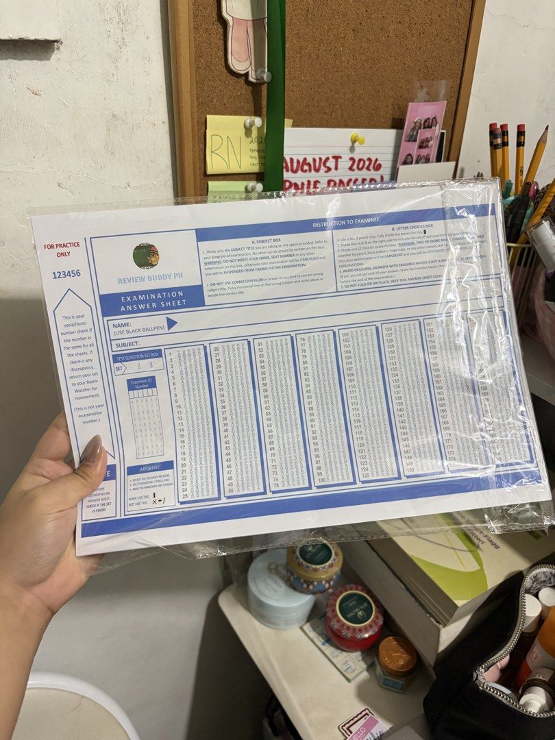 Scantron Practice Sheet for Board Exam Takers (Category: Textbooks) located in Quezon City. Submitted by berrystrawng (Listing ID 1465890927, Image 1). Description: 11 pcs.