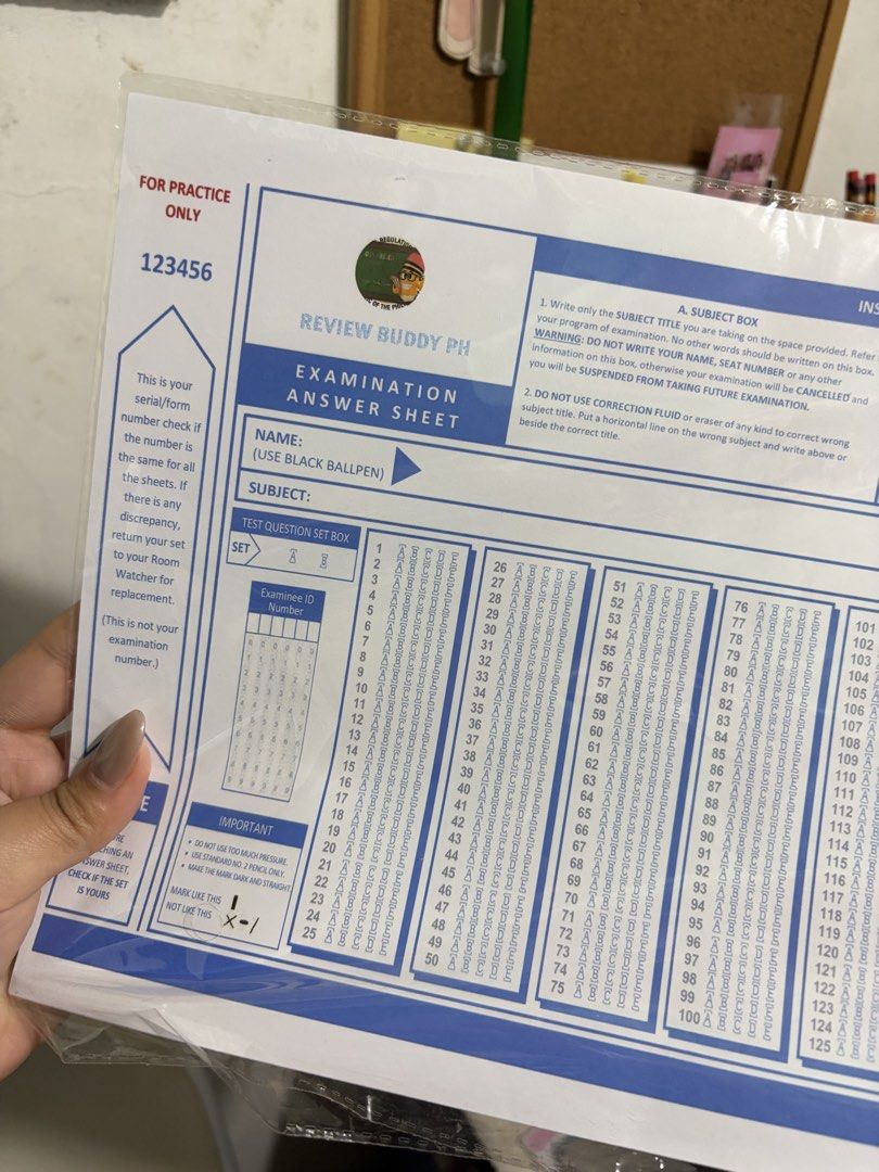 Scantron Practice Sheet for Board Exam Takers (Category: Textbooks) located in Quezon City. Submitted by berrystrawng (Listing ID 1465890927, Image 2). Description: 11 pcs.