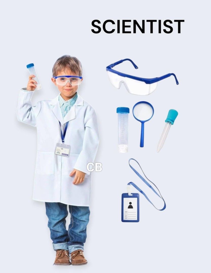 Scientist Costume For Kids (Category: Babies & Kids Fashion) located in Manila. Submitted by viashop02 (Listing ID 1465922657, Image 1). Description: Scientist Costume For Kids Unisex ✅ Included: *Labgown *Eyeglass *Magnifying Glass, *Tube Test, *Dropper *ID With Lace Rs Price: 800 ✅Size:(3-6yrs)(8-10yrs)(11-12yrs) Actual photo is posted Onhand all Items no customize Made in Bangkok Good quality ✅ Cash on delivery via lalamove.