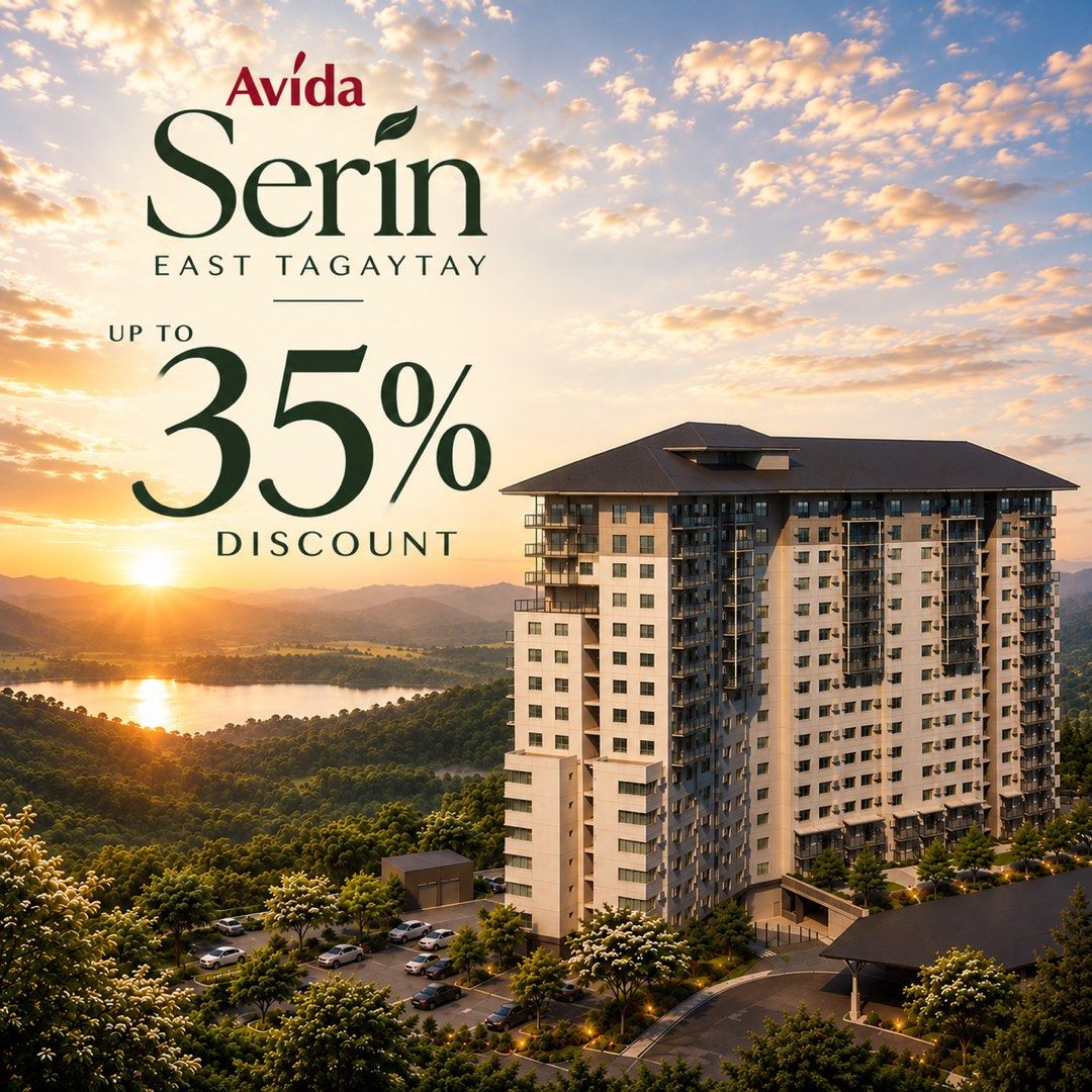 Serin East Tagaytay (Category: Apartments & Condos) located in Manila. Submitted by heyitscth (Listing ID 1465803367, Image 1). Description: UP TO 35% DISCOUNT at Avida Serin East Tagaytay! ✨ Own a home or investment in the cool and scenic atmosphere of Tagaytay—perfect for end-use, weekend getaways, or potential rental income. 🏡 Avida Serin East Tagaytay 📍 Prime Tagaytay location 🌿 Relaxing, resort-inspired community 💰 Up to 35% Discount ⏳ L