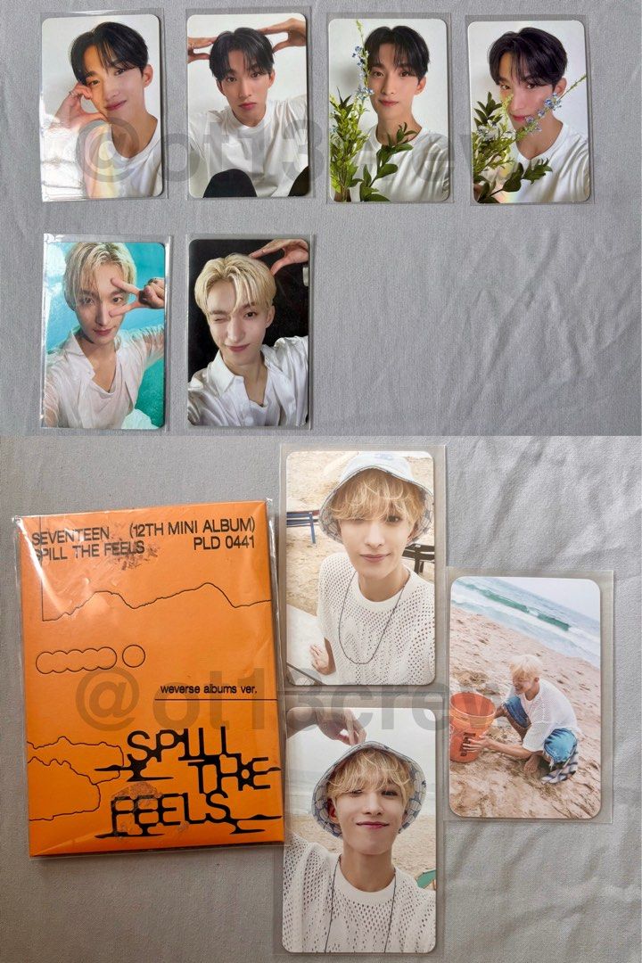 SEVENTEEN ALBUM AND PCS (Category: K-Wave Merchandise) located in Binan City. Submitted by moonlight.26 (Listing ID 1465815595, Image 2). Description: decluttering sale 🍀 Wonwoo the face shop 🍀 DK Spill the Feels album weverse ver. 🍀 DK feel blue pcs (peace and puppy) 🍀 DK Pochakyeom set 🍀 Happy Burstday album complete pcs 🍀 Seventeen Happy Burstday Stamp Rally (no Vernon) 🍀 Seventeen 10th anniversary game cards > onhand > Selling as a who