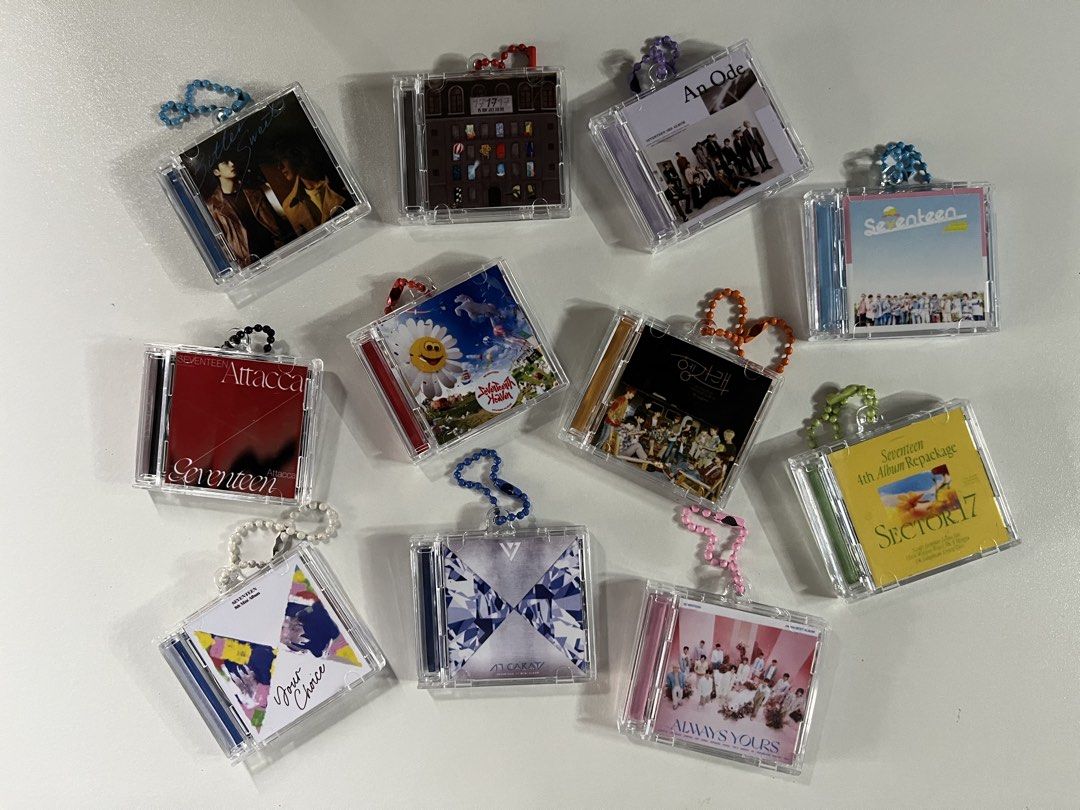 Seventeen Mini CD Keychain Collection Kpop Merchandise (Category: K-Wave Merchandise) located in Manila. Submitted by alwayswon (Listing ID 1465865341, Image 2). Description: wts lfb onhand 💿 seventeen mini cd keychains .ᐟ - 130 only + pf & sf - payo - 5 days - onhand ready to ship - j&t / ttco with nfc & spotify code reply dm to claim! help rt svt keyrings.