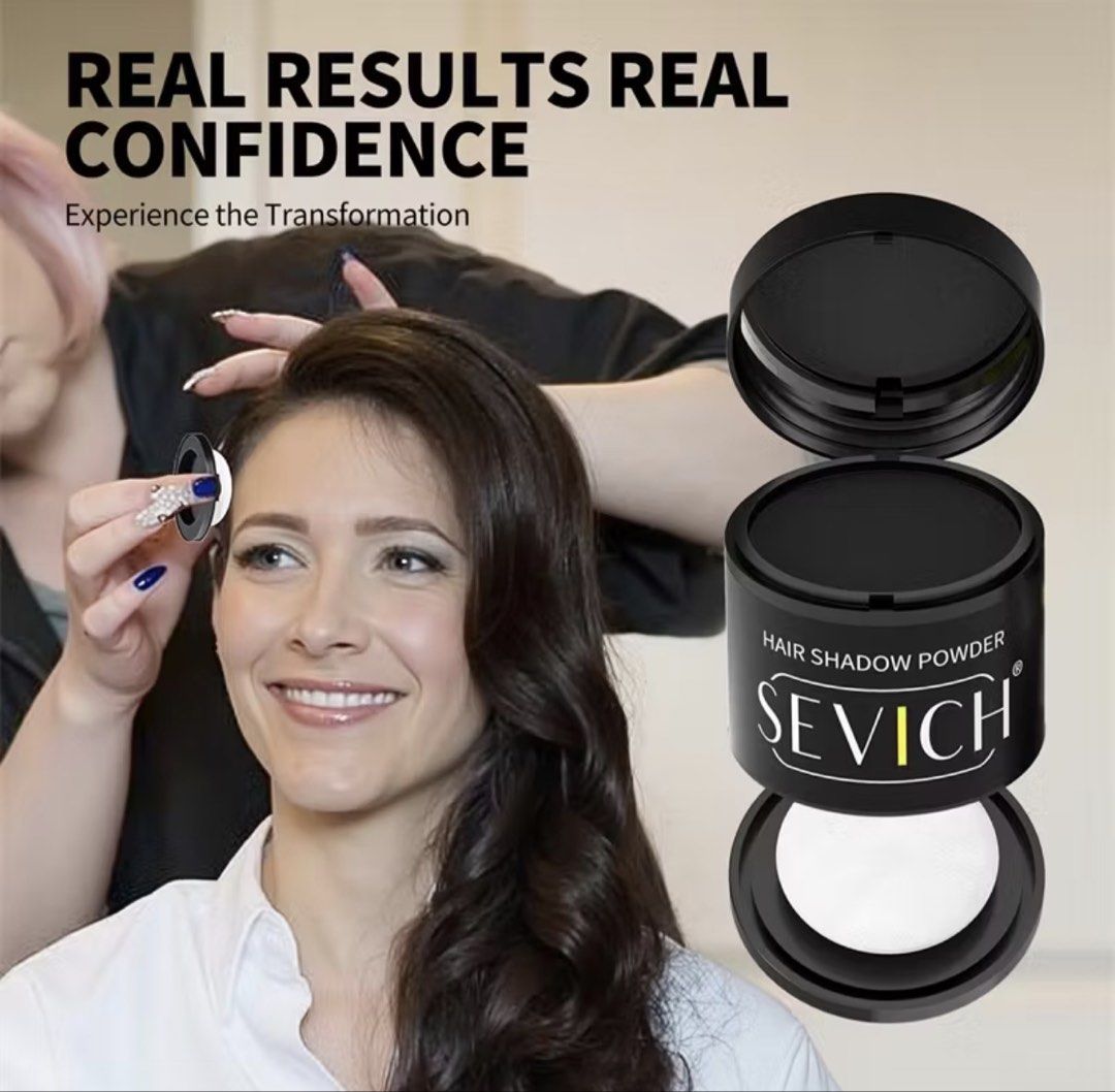 Sevich Hair Shadow Powder Root Touch Up (Category: Makeup) located in Quezon City. Submitted by KaelClay (Listing ID 1465776267, Image 1). Description: - Brand: Sevich Hair Shadow Powder - Function: Instantly covers roots and thinning areas - Packaging: Factory sealed in original box - Features: Compact container with built-in puff applicator for easy application - Condition: Brand new and never opened.
