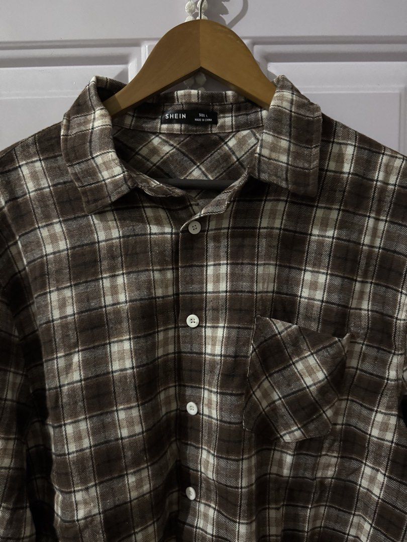 SHEIN Men Flannel Plaid Longsleeves Button Down (Category: Tshirts & Polo Shirts ) located in Las Pinas. Submitted by sellerkjb (Listing ID 1465937105, Image 2). Description: BRAND NEW LARGE — TALL 24 x 29.5 inches LAS PINAS CITY.