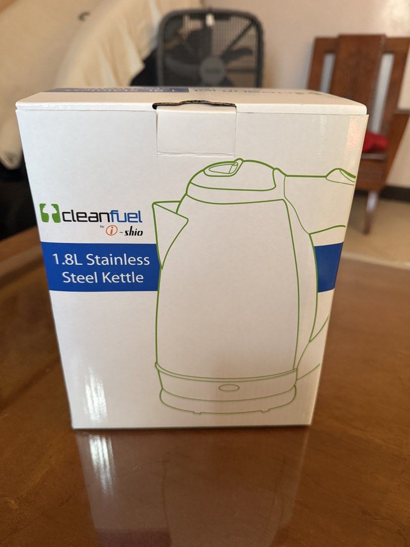 Shio 1.8 L Stainless Steel Kettle (Category: Cookware & Accessories) located in Manila. Submitted by bondea (Listing ID 1465951978, Image 1). Description: Cleanfuel by Shio Brand new with box 1.8 L Stainless Steel Kettle 230 volts .