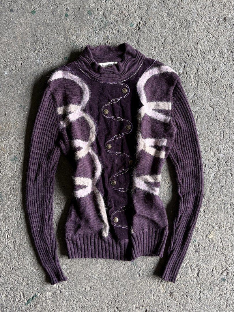 Sisto's Purple Button-Up Cardigan (Category: Coats, Jackets and Outerwear) located in Quezon City. Submitted by ward.drobe (Listing ID 1465782277, Image 1). Description: Sistos top Size S-M.