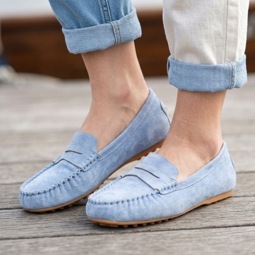 Size 37 Suede Flat Loafers Light Blue (Category: Loafers) located in Cagayan de Oro. Submitted by langscloset (Listing ID 1465874956, Image 3). Description: in very good preloved condition. no major issues at all. size 37. .