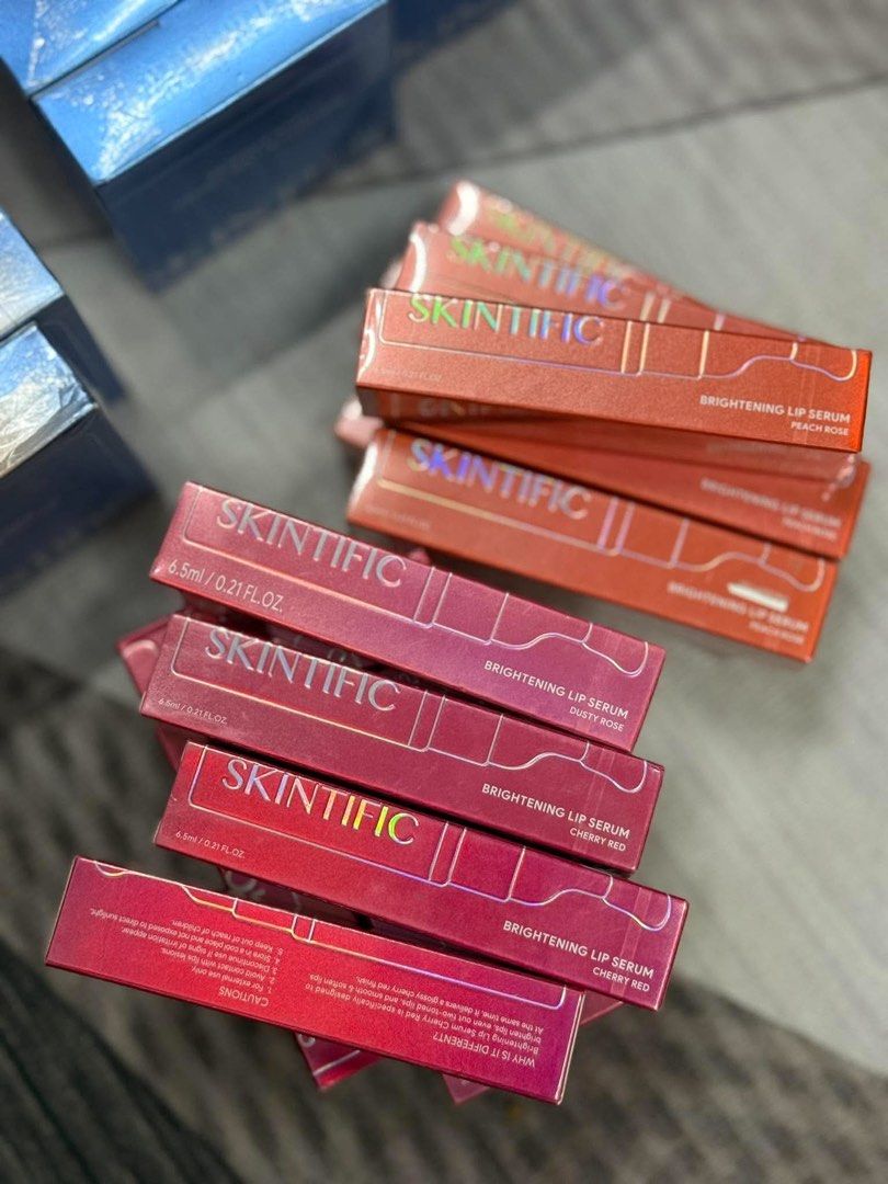 SKINTIFIC Brightening Lip Serum (Category: Makeup) located in Quezon City. Submitted by by.jaennn (Listing ID 1465777220, Image 1). Description: - Brand: Skintific - Product: Brightening Lip Serum - Available Shades: Peach Rose, Dusty Rose, Cherry Red - Condition: Brand new, unopened in original packaging.