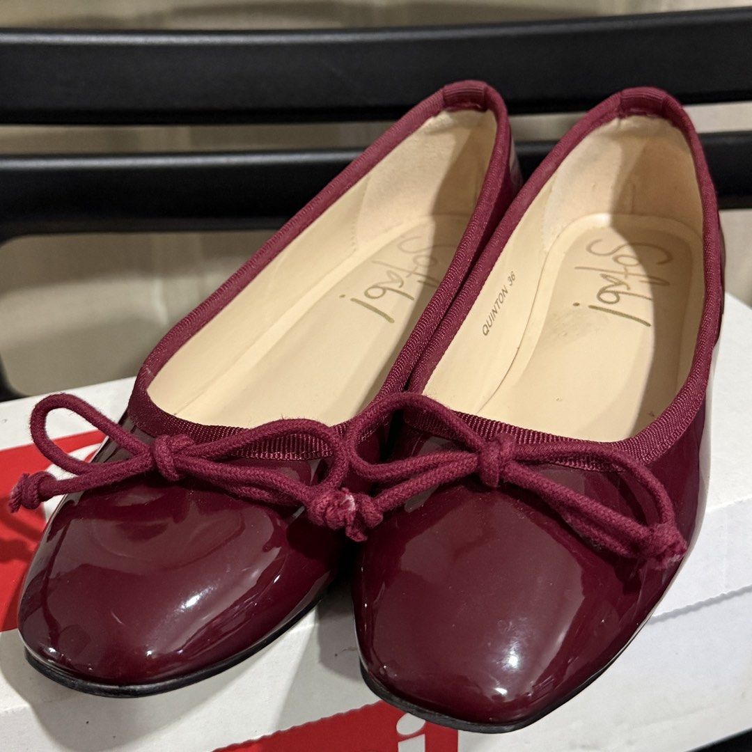 Sofab Burgundy Ballet Flats Size 36 (Category: Flats & Sandals) located in Makati City. Submitted by julyco. (Listing ID 1465827253, Image 3). Description: - Brand: Sofab - Size: 36 - Color: Burgundy - Material: Patent leather - Design: Classic square toe with matching ribbon bow and low block heel - Interior: Cream lining with gold stamped branding - Condition: Excellent, clean uppers and used only twice - Inclusions: Comes in original box.