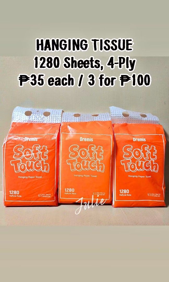SOFT TOUCH HANGING TISSUE (Category: Sanitary Hygiene) located in Manila. Submitted by shein_zaful (Listing ID 1465849741, Image 1). Description: Location: San Andres Bukid Manila 📌 Meet up: Quirino Bakery San Andres 🛵 Lalamove within Metro Manila Same day delivery (Payment first on the item) 💸 Shipping fee shouldered by the buyer.