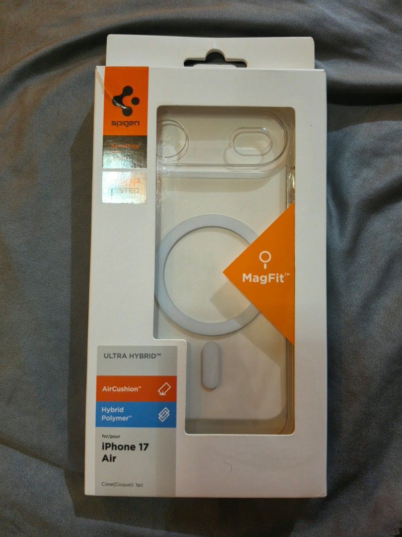 Spigen ultra hybrid (Category: Cases & Sleeves) located in Manila. Submitted by glassguy2416 (Listing ID 1465893606, Image 1). Description: - Brand: Spigen - Model Compatibility: iPhone 17 Air - Type: Ultra Hybrid MagFit Case - Color: Clear / Transparent - Key Features: MagFit magnetic ring, AirCushion drop protection, hybrid polymer build - Condition: Brand new in box.