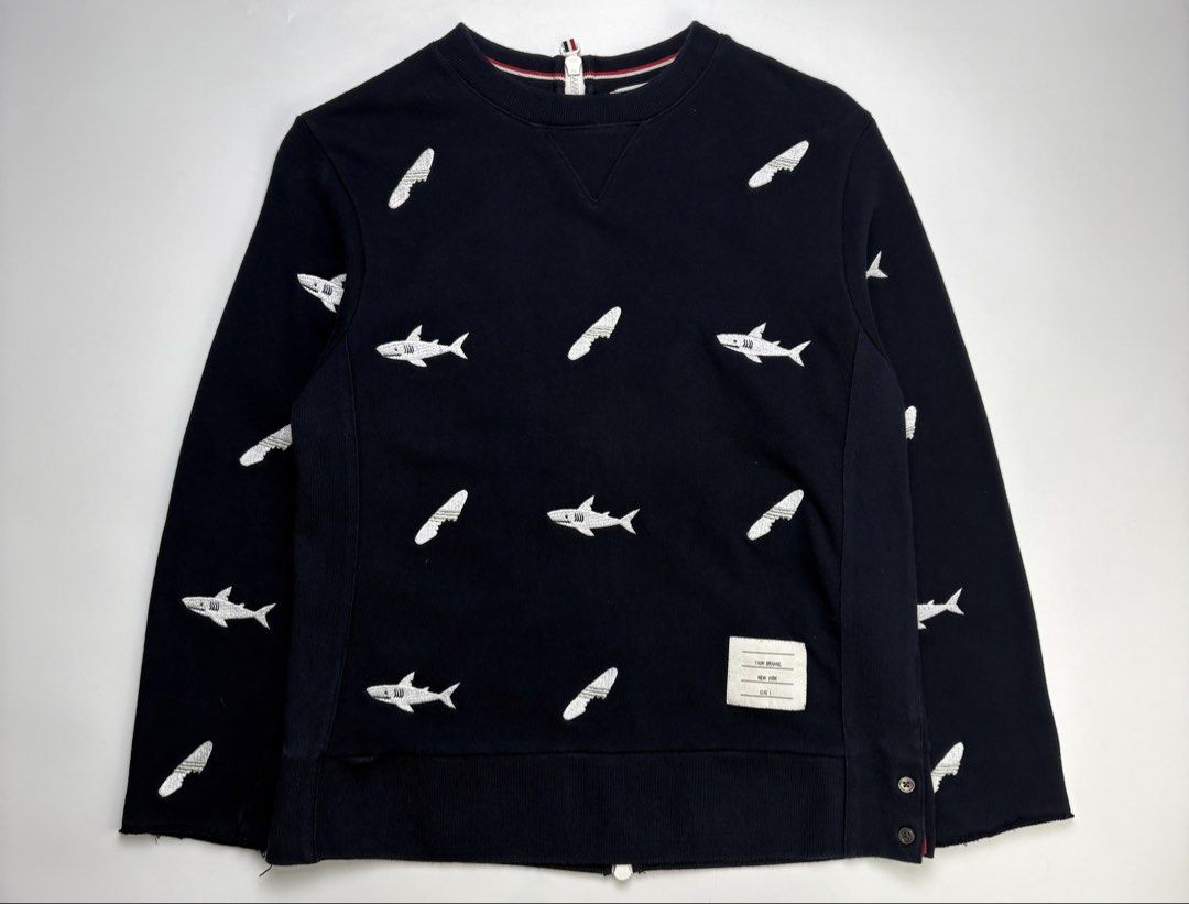 S/S17 Thom Browne Embroidered Sweatshirt (Category: Coats, Jackets and Outerwear) located in Cavite. Submitted by sc_rcity (Listing ID 1465919885, Image 1). Description: Tagged Size : 1 / Small Authentic In Great Condition Sign of Wear Zipper : RiRi Flaw : The cuffs have been cut. Made in Japan No Inclusion Measurements : in inches ( approx. ) Width 18 Length 23.5 Shoulder 16 Sleeve 20.5.