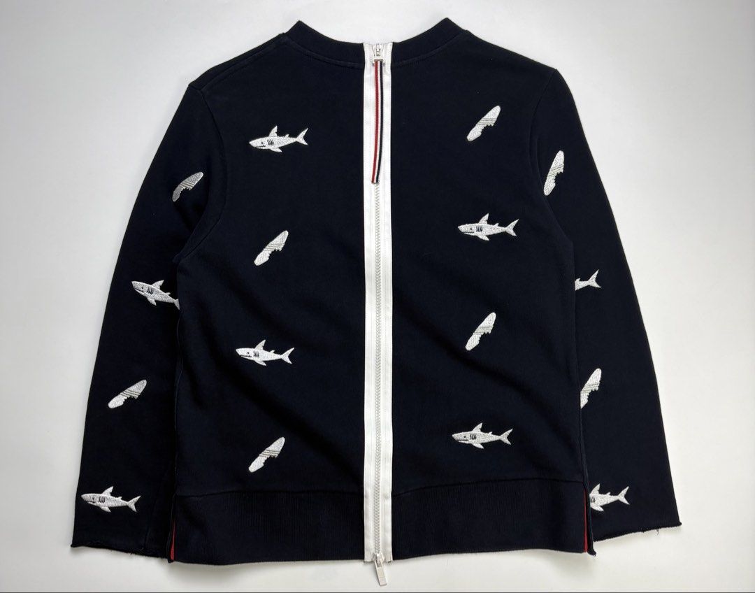 S/S17 Thom Browne Embroidered Sweatshirt (Category: Coats, Jackets and Outerwear) located in Cavite. Submitted by sc_rcity (Listing ID 1465919885, Image 2). Description: Tagged Size : 1 / Small Authentic In Great Condition Sign of Wear Zipper : RiRi Flaw : The cuffs have been cut. Made in Japan No Inclusion Measurements : in inches ( approx. ) Width 18 Length 23.5 Shoulder 16 Sleeve 20.5.