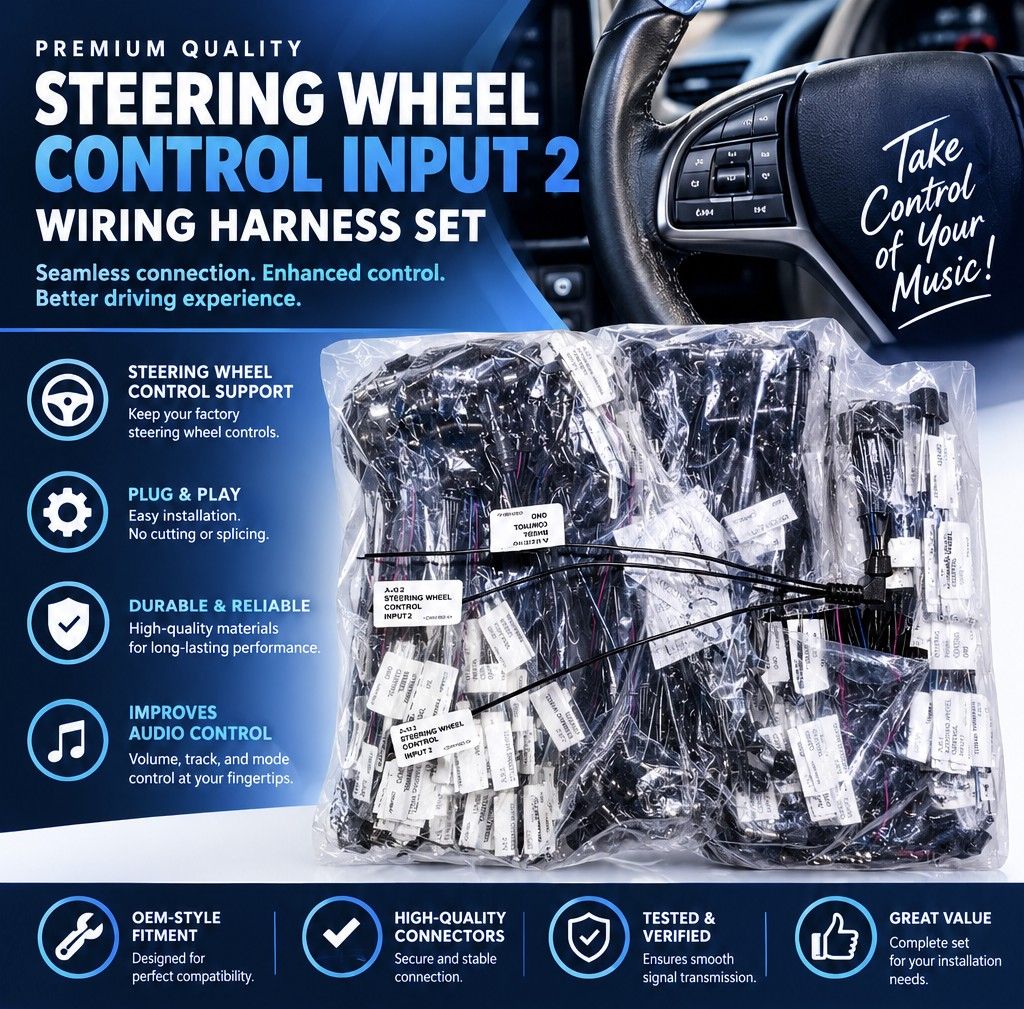 Steering Wheel Control Input 2 Wiring Harness Set (Category: Steering, Brakes, Control Parts and Accessories) located in Manila. Submitted by fiercerabbit.ada1fc (Listing ID 1465908016, Image 1). Description: - Plug and play installation with zero wire cutting or splicing needed - Keeps volume, track, and mode controls right at your fingertips - OEM-style fitment built with durable, high-quality materials - Tested for smooth and reliable signal t