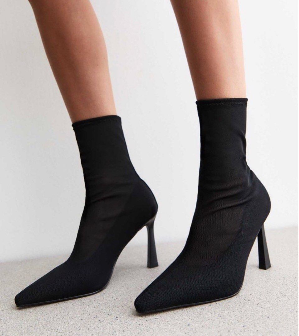 Stradivarius Black Mesh Stiletto Booties (Category: Boots) located in Taguig. Submitted by seache1 (Listing ID 1465943353, Image 1). Description: No box Good as new; only used once Size eu 38, us 7.