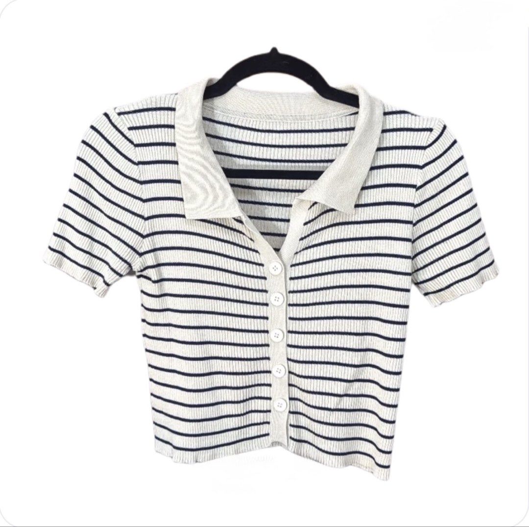 Stripped Crop Polo Top (Category: Others Tops) located in Quezon City. Submitted by mlbrncv (Listing ID 1465893305, Image 1). Description: S-M.