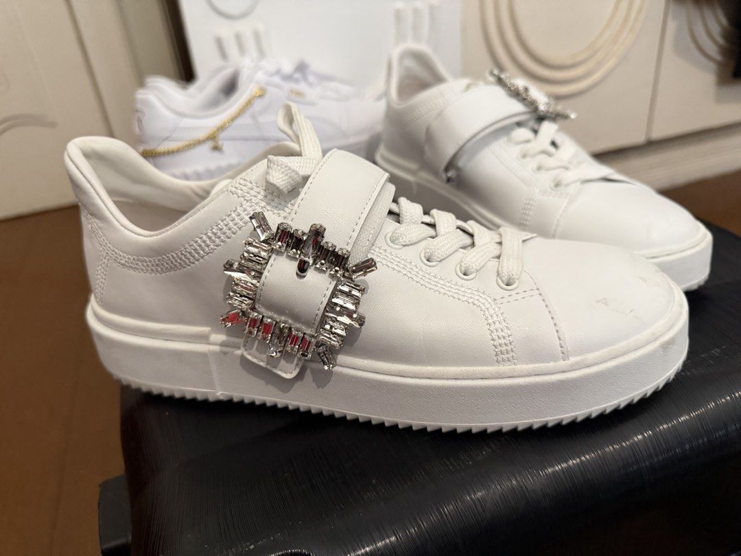 Stuart Weitzman Jeweled Sneakers (Category: Sneakers) located in Makati City. Submitted by vogward (Listing ID 1465764226, Image 3). Description: Stuart Weitzman Jeweled Sneakers Bought in US No box left in the US Size 9 Used once only RFS - Declutterring .