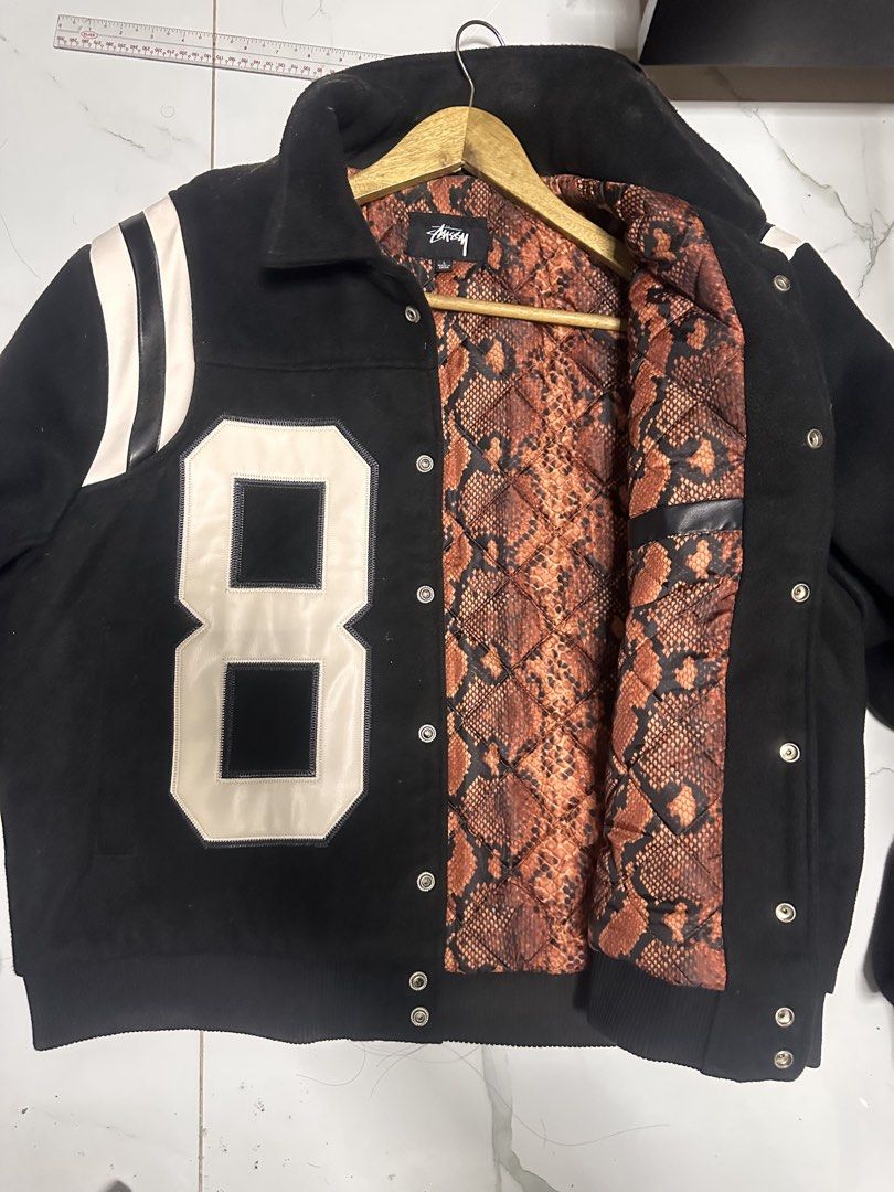 Stussy Wool Varsity Jacket (Category: Coats, Jackets and Outerwear) located in Manila. Submitted by gabrielle20194 (Listing ID 1465867433, Image 3). Description: Twice used Large on tag 64 Length 127 Width Malate Manila Area.
