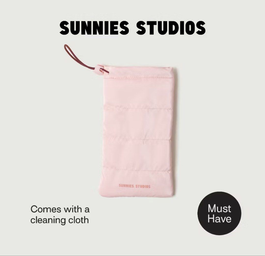 Sunnies Studios Puffer Glasses Pouch Pink (Category: Sunglasses & Eyewear) located in Makati City. Submitted by bellabianca.769 (Listing ID 1465855522, Image 1). Description: Matching Cleaning Cloth Soft Quilted Puffer Material Secure Drawstring Closure with Toggle Color: Short Cake.