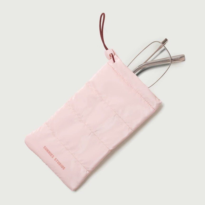 Sunnies Studios Puffer Glasses Pouch Pink (Category: Sunglasses & Eyewear) located in Makati City. Submitted by bellabianca.769 (Listing ID 1465855522, Image 2). Description: Matching Cleaning Cloth Soft Quilted Puffer Material Secure Drawstring Closure with Toggle Color: Short Cake.