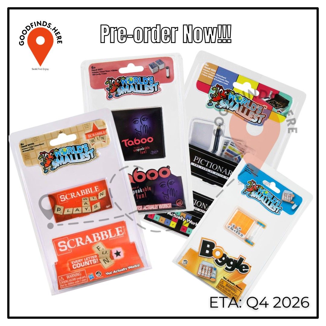 Super Impulse: World's Smallest Preorder (Category: Board Games & Puzzles) located in Pasig City. Submitted by goodfinds.here (Listing ID 1465941104, Image 1). Description: ❗Super Impulse: World's Smallest Preorder❗ ▪️Scrabble ▪️Pictionary ▪️Taboo ▪️Boggle ₱900 each / DP: 450 each ETA: Q4 2026 (subject for DELAY or to change without prior notice) ❗For Pre-order ONLY, No extra available❗ DOWNPAYMENT is required to RESERVE SLOT/S once order is conf