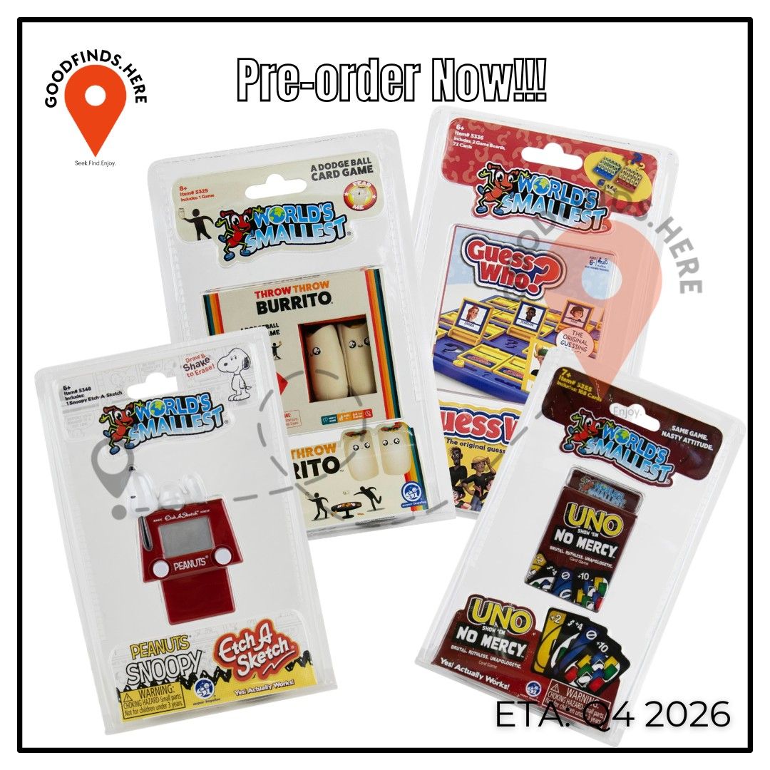 Super Impulse: World's Smallest Preorder (Category: Board Games & Puzzles) located in Pasig City. Submitted by goodfinds.here (Listing ID 1465942027, Image 1). Description: ❗Super Impulse: World's Smallest Preorder❗ ▪️Etch-A-Sketch Snoopy ▪️Throw Throw Burrito ▪️Guess Who ▪️Uno No Mercy ₱900 each / DP: 450 each ETA: Q4 2026 (subject for DELAY or to change without prior notice) ❗For Pre-order ONLY, No extra available❗ DOWNPAYMENT is required to RE
