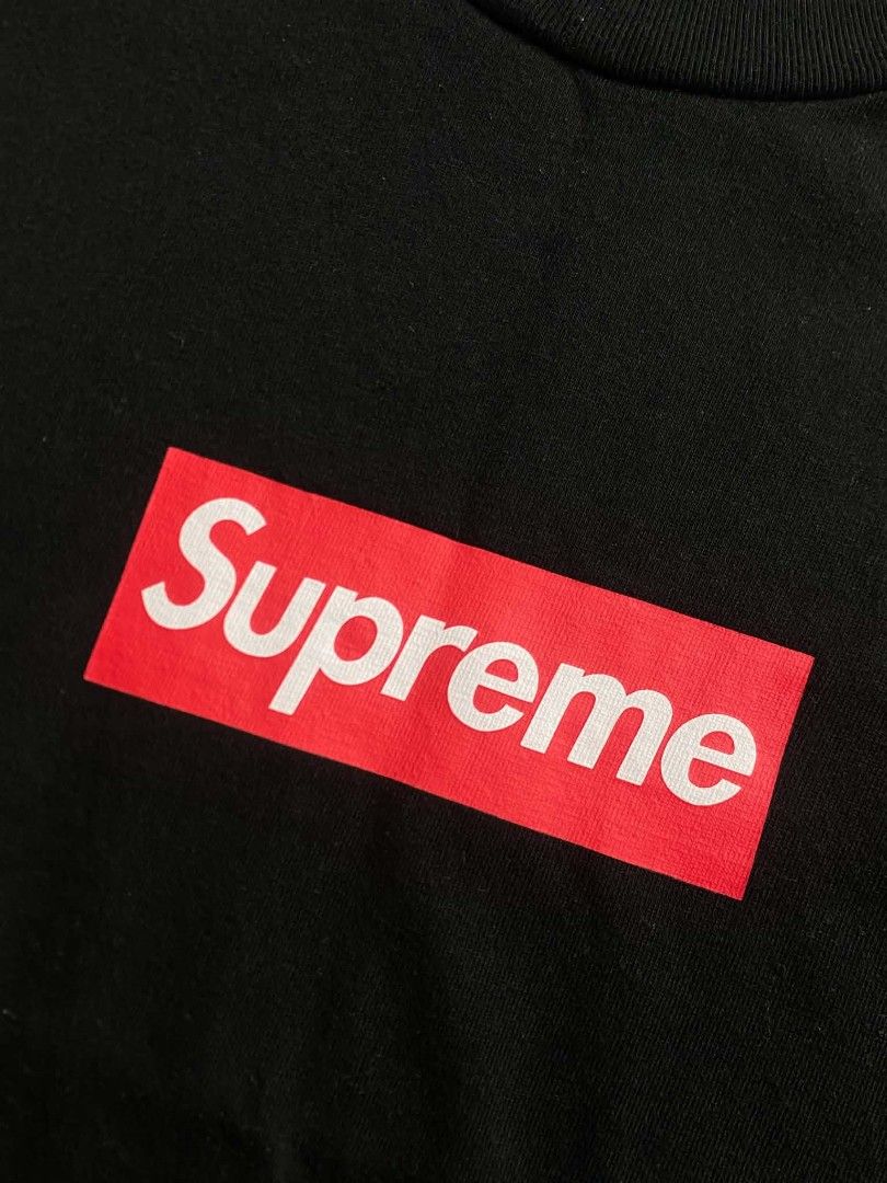 Supreme Box Logo T-Shirt Black Size S (Category: Tshirts & Polo Shirts ) located in Manila. Submitted by arjay_cuayzon2 (Listing ID 1465902867, Image 3). Description: - Brand: Supreme - Item: Classic Box Logo T-Shirt - Color: Black with Red Box Logo - Size: Small 19x26.