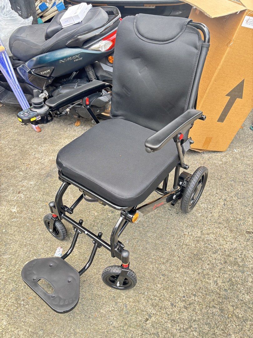 Surrmed Electric Wheelchair with Joystick Controller (Category: Wheelchairs) located in Manila. Submitted by rosel2001 (Listing ID 1465855342, Image 2). Description: - Brand/Model: Surrmed Electric Wheelchair (Black) - Frame: Sturdy and foldable metal frame for easy storage and transport - Seating: Breathable mesh seat and backrest for all-day comfort - Controls: Right-armrest mounted joystick with built-in speed controls and horn - Performance: 