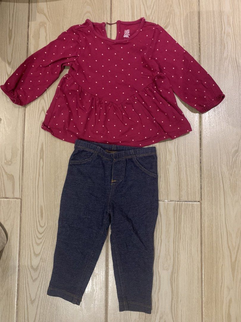 Take all for 850 Branded clothes for babies (Category: Babies & Kids Fashion) located in Pasig City. Submitted by littleryenstreasures (Listing ID 1465784499, Image 2). Description: - Size: 9 Months - Brands: Carter's, Kids Headquarters, and more - Includes: Pink owl top, dinosaur hoodie & pants set, polka dot tunic with denim pants, plus assorted pieces - Material: Soft and comfortable fabrics - Ideal for: Everyday wear and easy mix-and-match da
