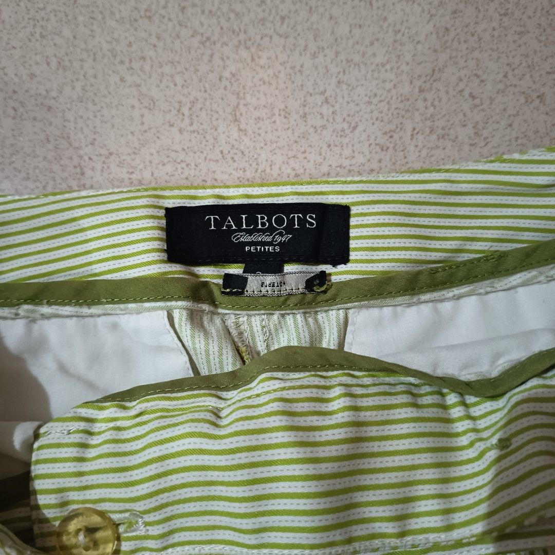 Talbots Petite | Y2K Striped Capri Pants (Category: Jeans) located in Adams. Submitted by luckygirl.closet (Listing ID 1465949306, Image 3). Description: s-m good as new chevron-patterned waistband trendy rolled cuff hems smart-casual or everyday wear .