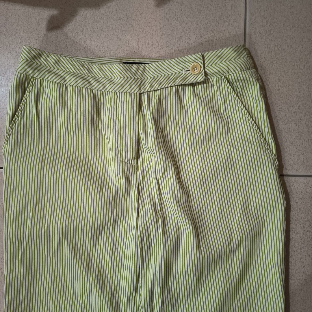 Talbots Petite | Y2K Striped Capri Pants (Category: Jeans) located in Adams. Submitted by luckygirl.closet (Listing ID 1465949306, Image 2). Description: s-m good as new chevron-patterned waistband trendy rolled cuff hems smart-casual or everyday wear .