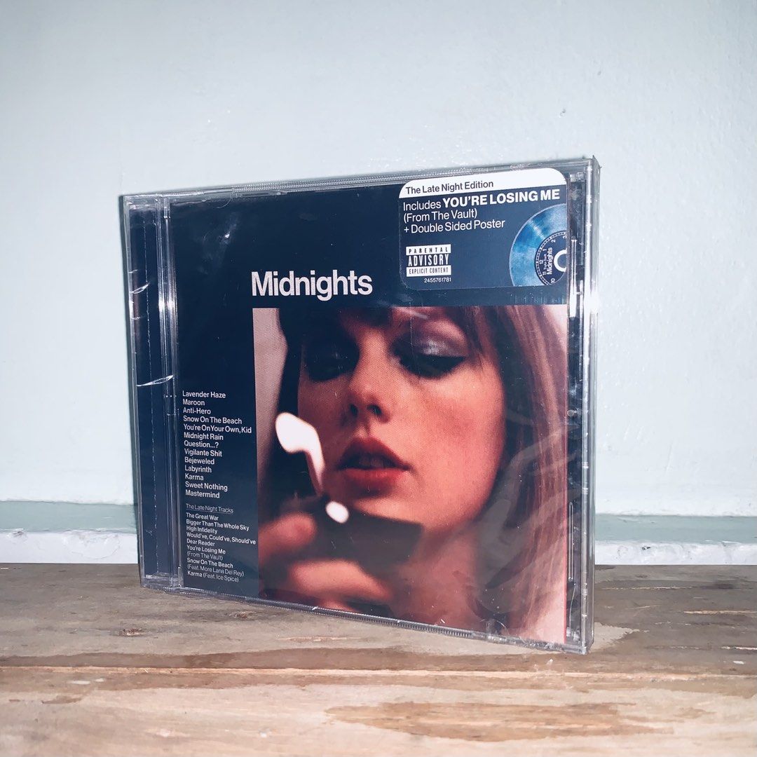 Taylor Swift Midnights The Late Night Edition CD (Category: CDs & DVDs) located in Caloocan City. Submitted by offthegridfinds (Listing ID 1465945676, Image 1). Description: - Album: Taylor Swift - Midnights (The Late Night Edition) - Label: Official Republic Records release - Packaging: Standard jewel case with front hype sticker included - Special Track: Includes 'You're Losing Me' from the vault - Inclusions: Brand new with a double-sided post
