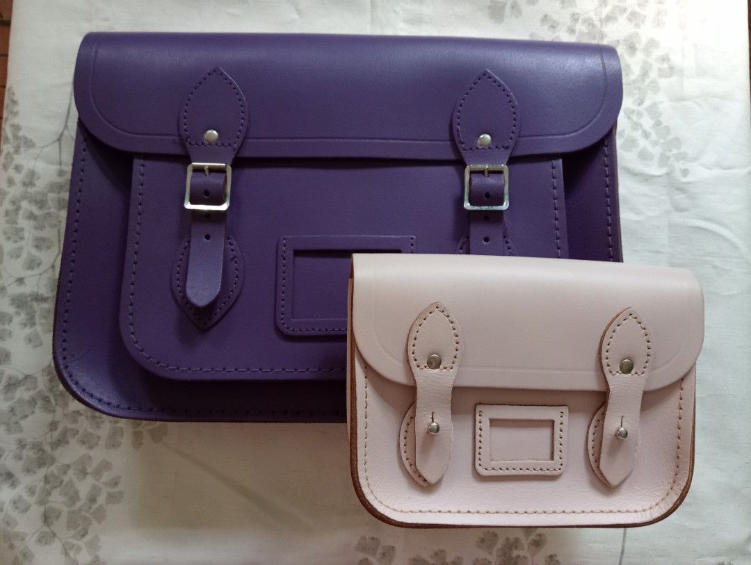 The Cambridge Satchel Company bundle (Category: Luxury Bags & Wallets) located in Bacoor. Submitted by anarkaye (Listing ID 1465860739, Image 2). Description: Authentic Cambridge Satchel Company Genuine Leather The Tiny Satchel (Micro) Pastel Pink 13 inch Satchel Violet.