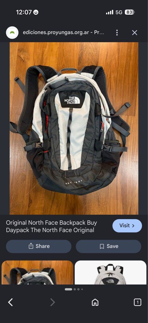 The North Face Hot Shot Backpack 30 liters (Category: Backpacks) located in Manila. Submitted by wiseearth.075b2f (Listing ID 1465788985, Image 2). Description: - The North Face Hot Shot 30 liters -₱2575 nego -madumi lang and sugns of usage -no holes or scratces- zippers are all goods - Stylish grey and white colorway with black accents - Interior hologram tag intact for verification - Features padded shoulder harness and adjustable compression s