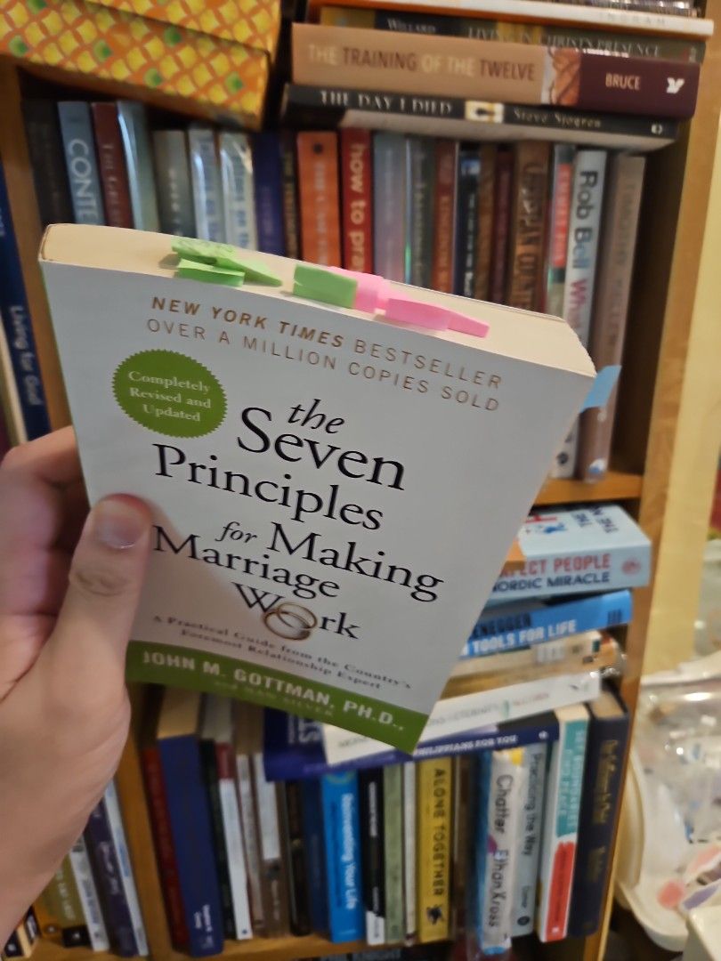 The Seven Principles for Making Marriage Work (Category: Storybooks) located in Manila. Submitted by preloved.christine (Listing ID 1465920251, Image 2). Description: with pencil notes and highlights - Title: The Seven Principles for Making Marriage Work by John M. Gottman and Nan Silver - Edition: Completely revised and updated, paperback format - Status: New York Times bestseller with over a million copies sold - Bonus: Includes colorful sticky