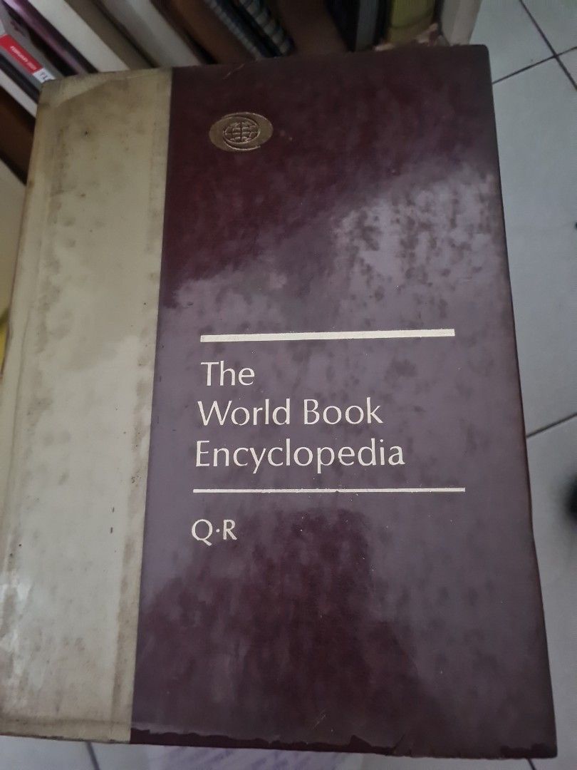 The World Book Encyclopedia Q-R Volume (Category: Textbooks) located in Quezon City. Submitted by declutter1990 (Listing ID 1465822419, Image 1). Description: - Authentic hardcover volume from The World Book Encyclopedia - Covers sections Q and R - Classic deep maroon and cream design with clear gold lettering - Heavy, durable classic reference material - Perfect for completing a vintage encyclopedia set or home library.