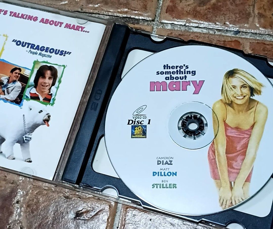 There's Something About Mary Video CD VCD (Category: CDs & DVDs) located in Quezon City. Submitted by dancatz (Listing ID 1465771054, Image 2). Description: □ P100.00 - Title: There's Something About Mary (Classic 90s Comedy) - Cast: Cameron Diaz, Matt Dillon, Ben Stiller - Director: The Farrelly Brothers - Format: 2 discs in original jewel case - Condition: Tested and working perfectly - Perfect addition to any retro movie collection LFB Seller'