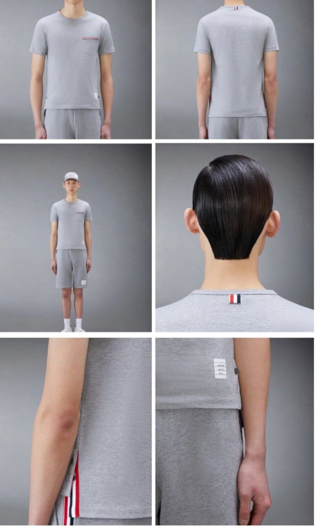 THOM BROWNE Jersey RWB Stripe Pocket Tee 'Light Grey' (Category: Shirts) located in Barotac Nuevo. Submitted by yorcollections (Listing ID 1465893667, Image 1). Description: THOM BROWNE Jersey RWB Stripe Pocket Tee 'Light Grey' Length 23 inches front; 24.5 inches back Width 19 inches 500php + sf.