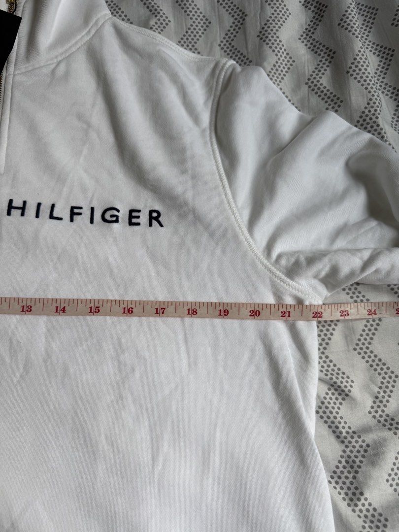 Tommy Hilfiger Half Zip Sweatshirt (Category: Announcements) located in Quezon City. Submitted by branded_jo (Listing ID 1465805454, Image 3). Description: Original Tommy Hilfiger Half Zip Sweatshirt for Women Large Size Color white Brand new with tag Bought in Canada Lalamove Ready.