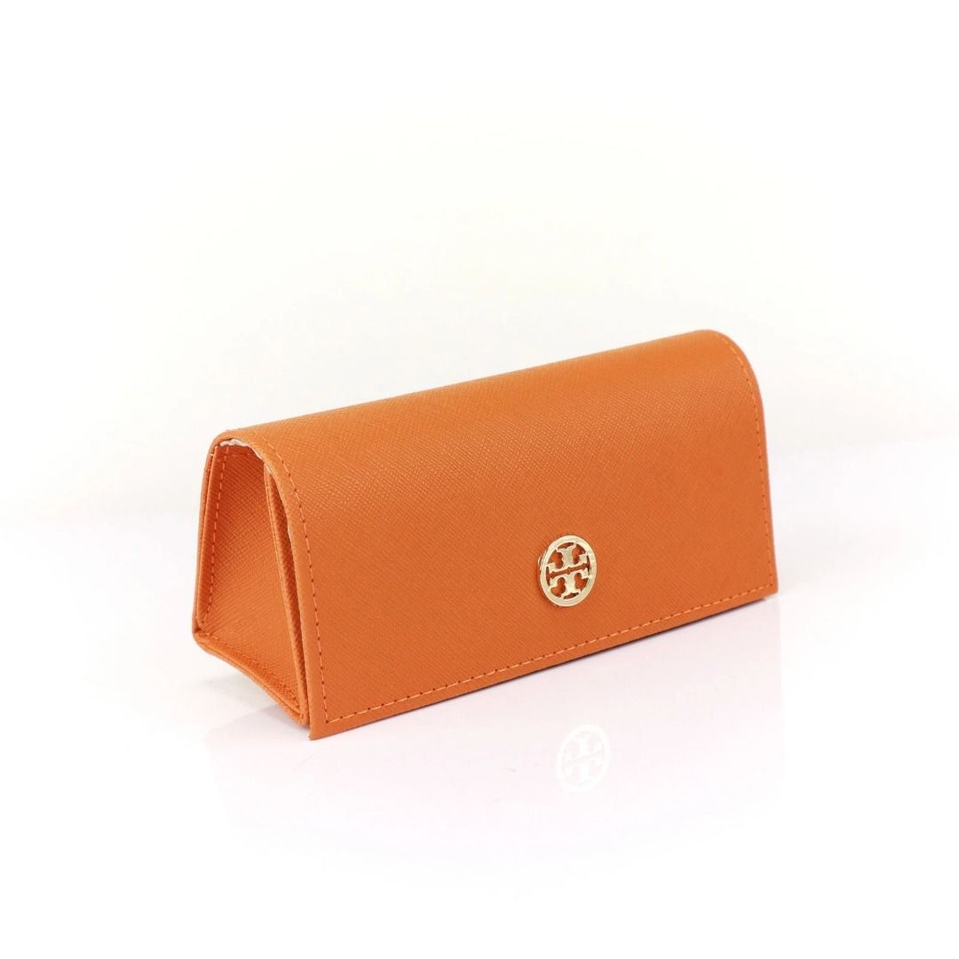 Tory Burch Orange Triangular Sunglass Eyeglass Case BNWOT (Category: Sunglasses & Eyewear) located in Las Pinas. Submitted by anonymously_shopaholic (Listing ID 1465921050, Image 2). Description: - Authentic Tory Burch hard eyeglass case in a vibrant bright orange, brand new without tag - Crafted from durable Saffiano leather texture with chic orange stitching - Features a polished gold metal logo emblem on the front flap, with protective film at
