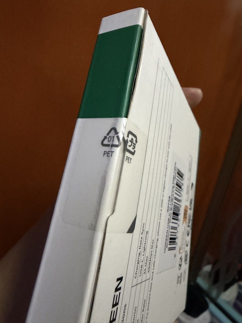 UGreen 0.5ft Cable (Lightning to Type C - SEALED) (Category: Chargers & Cables) located in Pasig City. Submitted by aprilluxcloset0812 (Listing ID 1465863435, Image 3). Description: - Brand: UGreen - Type: USB-C to Lightning PD Fast Charging Cable - Length: 0.5ft / 0.5m (Compact size) - Color: Black - Condition: Brand New, Factory Sealed - Features: 20W+ Fast Charging, High-Density Braided (Rugged & Durable), Smart Chip for safe auto-detect curre