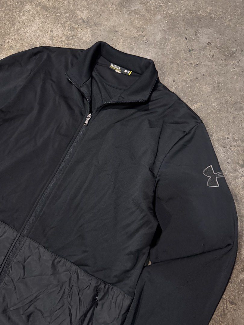 Under Armour Black Full Zip Jacket XL (Category: Coats, Jackets and Outerwear) located in Pasig City. Submitted by dripthrift1600 (Listing ID 1465949816, Image 3). Description: - Brand: Under Armour - Item: Full-Zip Athletic Jacket - Color: Solid Black - Size: XL (Loose Fit) - Design: Smooth upper body with crinkled nylon lower panels - Features: Secure zipped pockets, high mock neck collar, elasticated cuffs and hem - Branding: Subtle logo on le