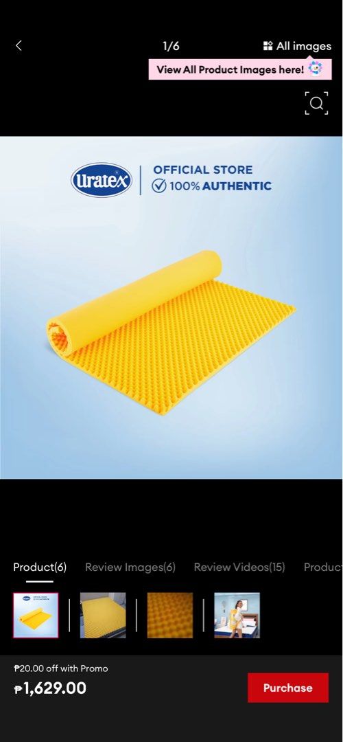Uratex Egg Crate Mattress Topper Double (Category: Bed Frames & Mattresses) located in Manila. Submitted by sky.27 (Listing ID 1465840027, Image 1). Description: - Genuine Uratex egg crate mattress topper (Double size) - Bright yellow color - Textured foam surface for extra comfort and better air circulation - Easy to roll up, pack, and store - 100% authentic from the official store - Perfect for upgrading your bed or dorm mattress instantly 5mon